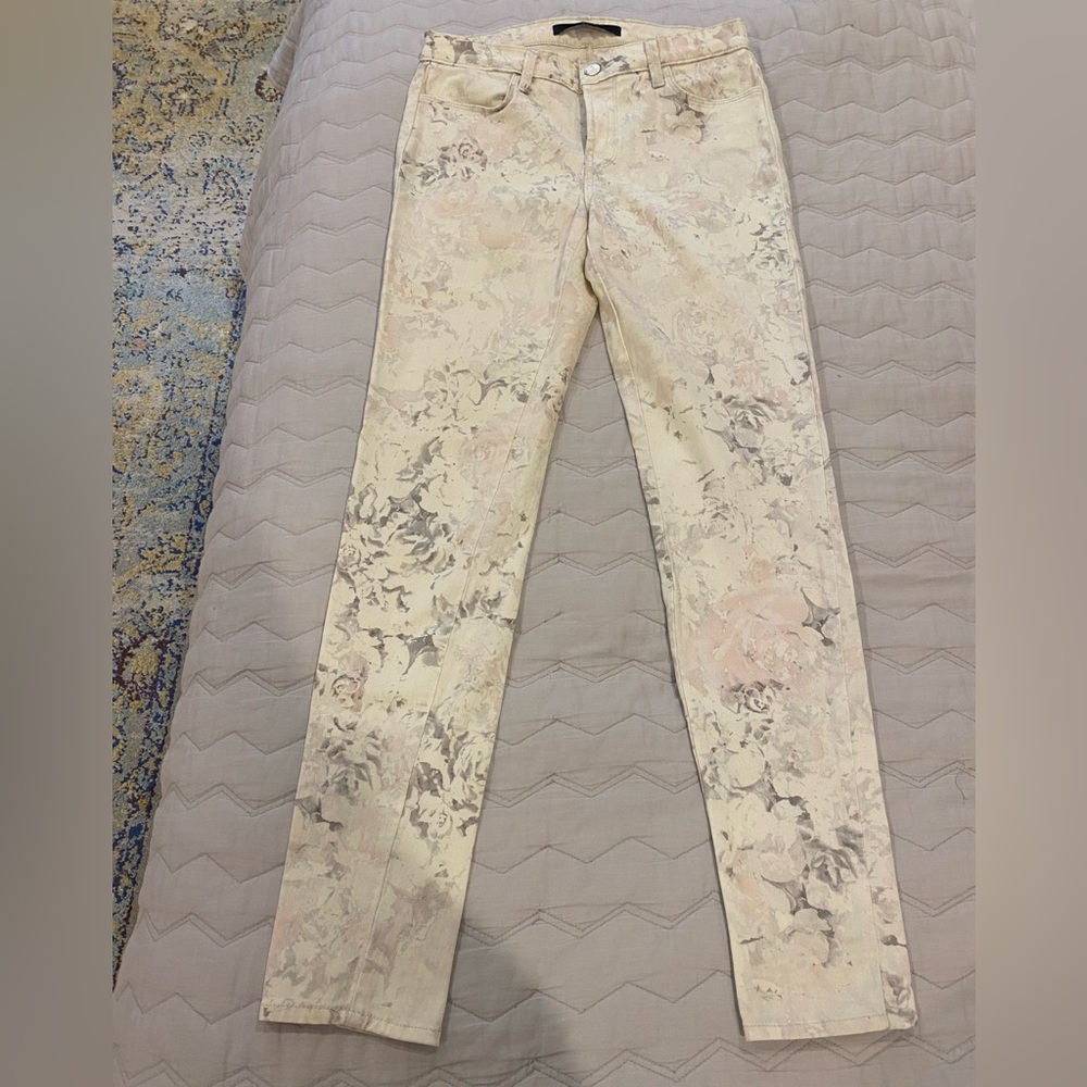 J Brand white floral, low rise jeans